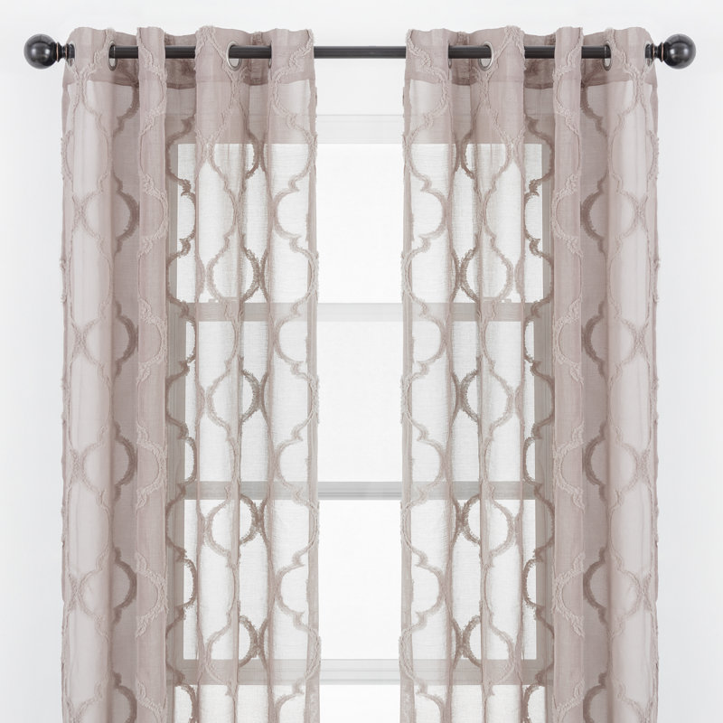 Paire de rideaux transparents avec œillets Ashat, Taupe, L 52 po x L 108 po