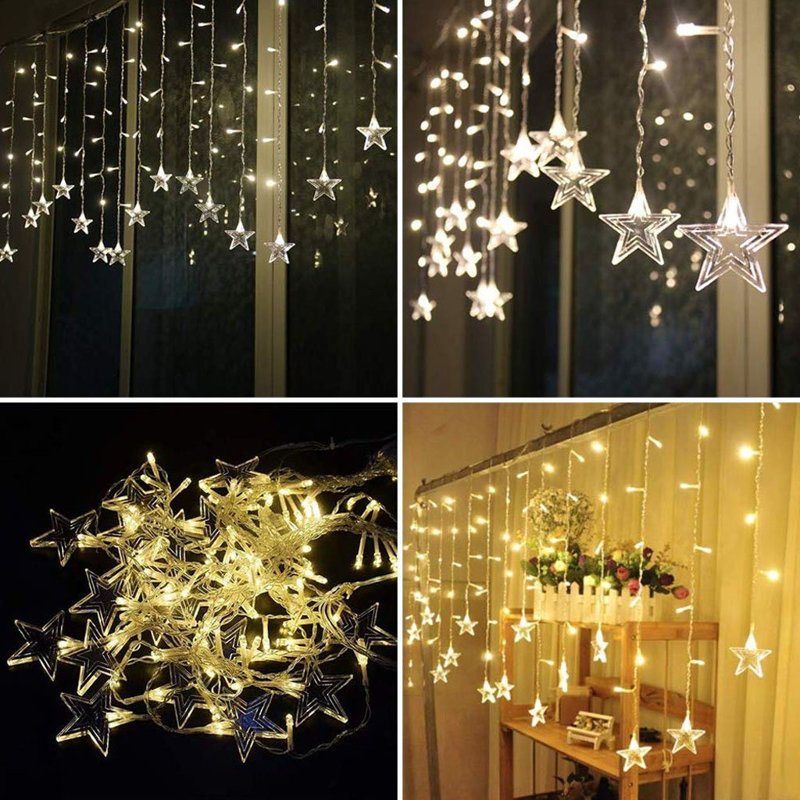 11.5FT 96LED Star String Lights, Warm