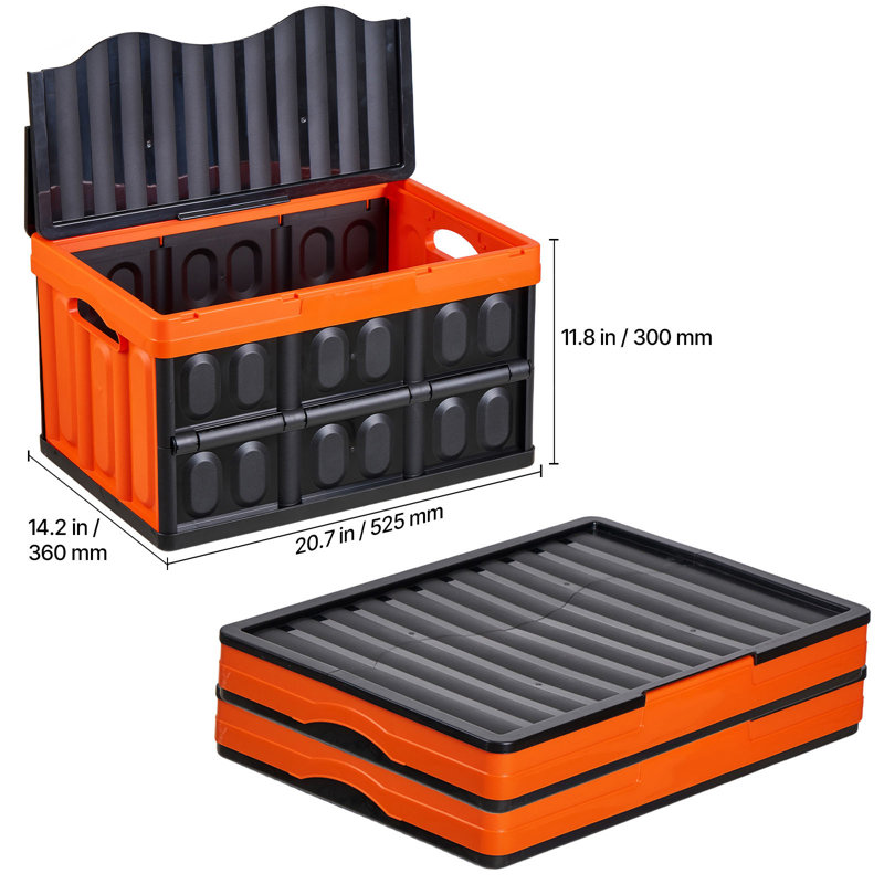 Bacs de rangement en plastique pliables avec couvercles, 3 paquets de 45 L, caisses de rangement pliables empilables avec poignées, capacité de 44 lb par bac, contenants robustes, paniers peu encombrants, pour organiser la maison