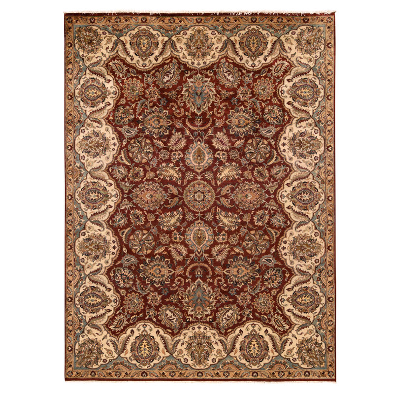 Tapis rectangulaire en laine noué à la main