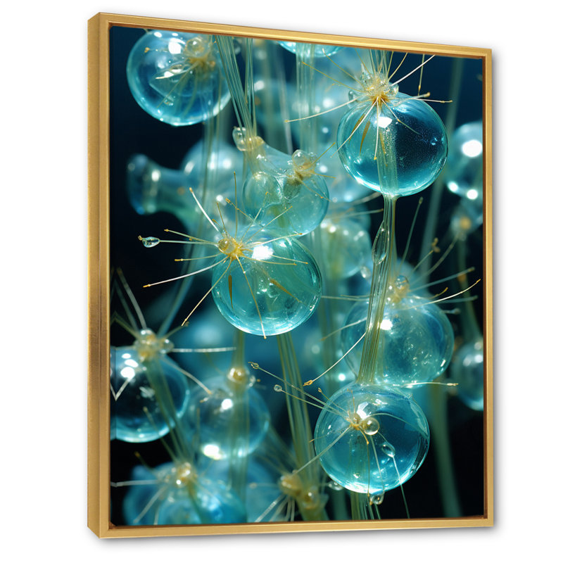 Circulaire multivers abstraite minimaliste futuriste sur toile, Cadre flottant doré, H 32 po x l 16 po x P 1 po