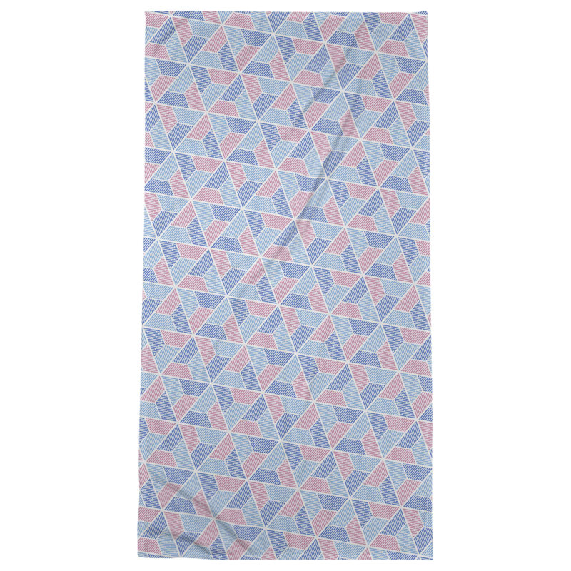 Serviette de bain trapézoïde, Bleu/rose
