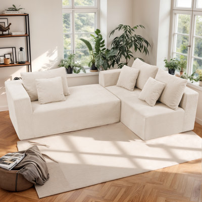 L Shaped Cloud Sectional Couch - Modern Modular sectional Sofa with Deep Seat & Oversized Chaise, 3 Seat Upholstered Couches for Living Room, Bedroom,