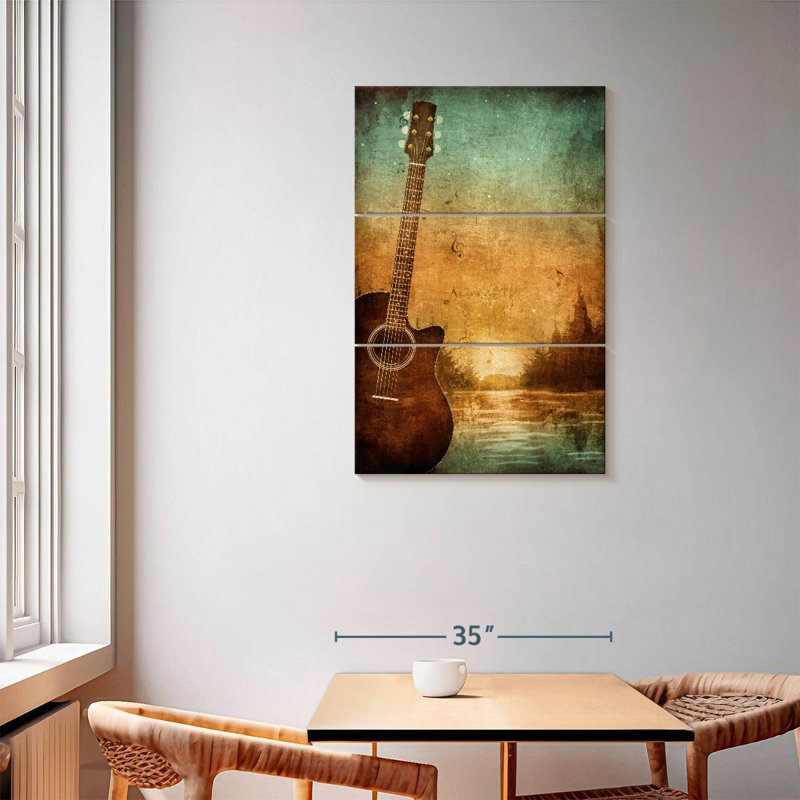 Abarca, lac grunge et guitare, H 57 po x l 36 po