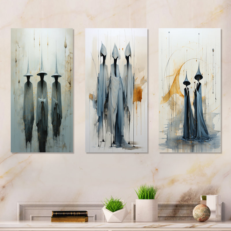 Minimalism Witches - Witches Metal Wall Art Prints Set Of 3, 32" H x 48" W