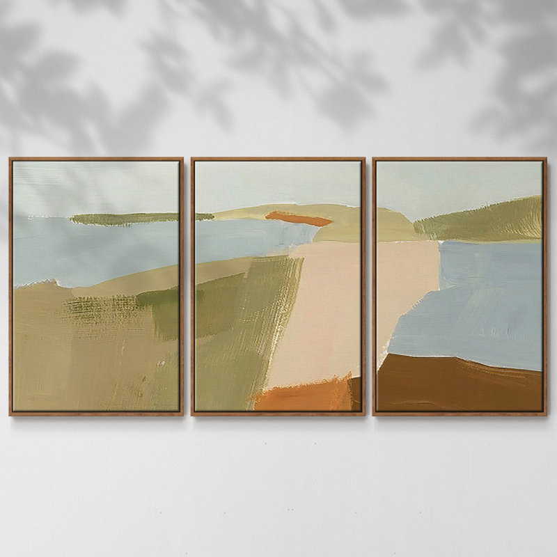 "Stacked Landscape II", reproduction sur toile 3 pièces, H 36 po x l 75 po x P 2 po, Noyer