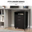 Armoire mobile noire pour rangement avec tiroir et armoire, support d'imprimante. Ample disponible, se déplace en douceur, s'adapte à la surface du bureau, à la commode noire. Articles de chambre, roulettes faciles, espace, construction
