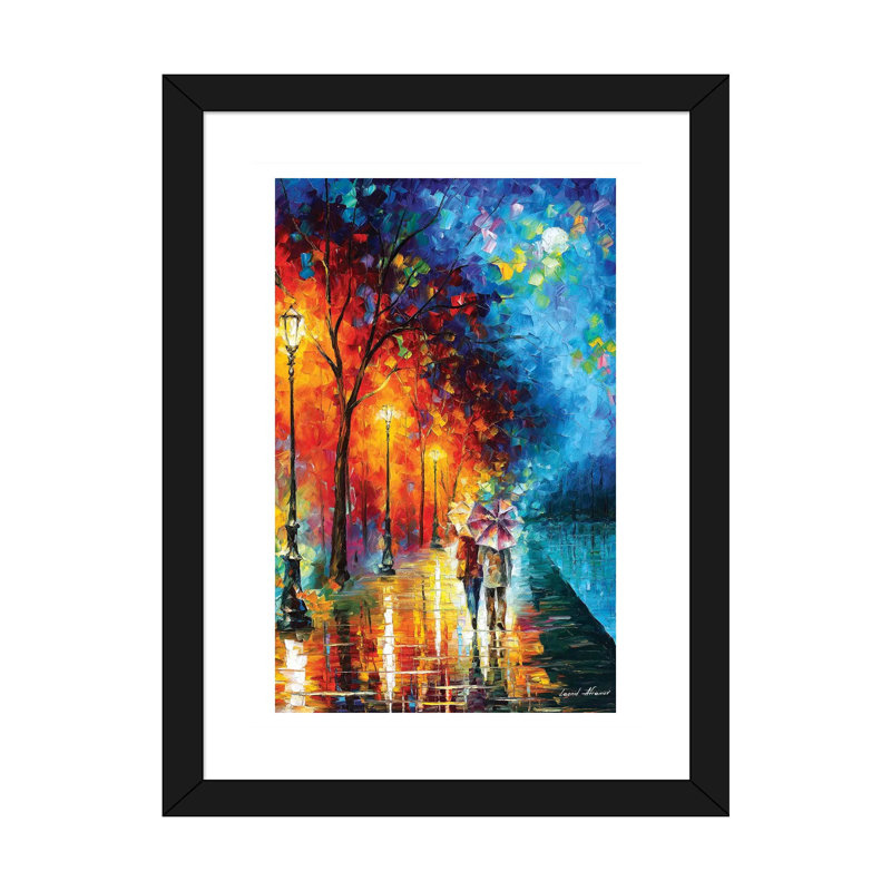 «Love by the Lake» par Leonid Afremov - reproduction de photo, H 32 po x l 24 po x P 1 po, Papier encadré noir