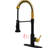 Touchless Kitchen Faucet With Pull Down Spray - Hands Automatic Smart, Black + Gold, Contemporary, Stainless Steel, Ceramic Fill Smart Touchless, , Contemporary Design, Filler