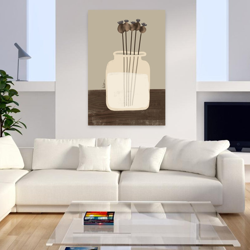 Nature morte, coquelicots séchés, minimaliste, coquelicot, architecture, art mural, H 48 po x l 32 po