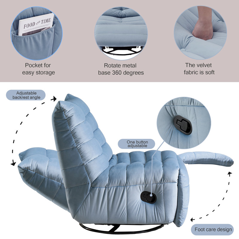 Modern single sofa chair velvet couch suitable for living room, bedroom, Blue Velvet