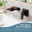 Robinet de lavabo mural noir mat avec bec en cascade et robinet d'encastrement
