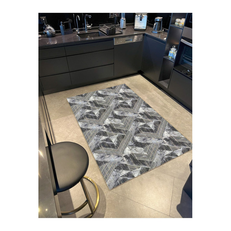 Tapis décoratif à motif de losanges lavable à la machine, Tapis de couloir 3 pi 3 po x 9 pi 10 po