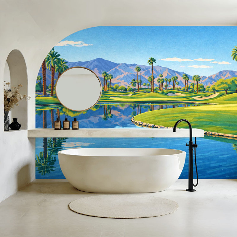 Papier peint auto-adhésif adhésif pour terrain de golf Palm Springs, 144" L x 100" W