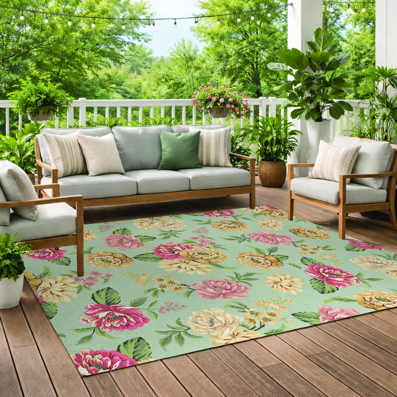 Tapis extérieur Catherine, Sauge, Rectangulaire 10 pi x 8 pi