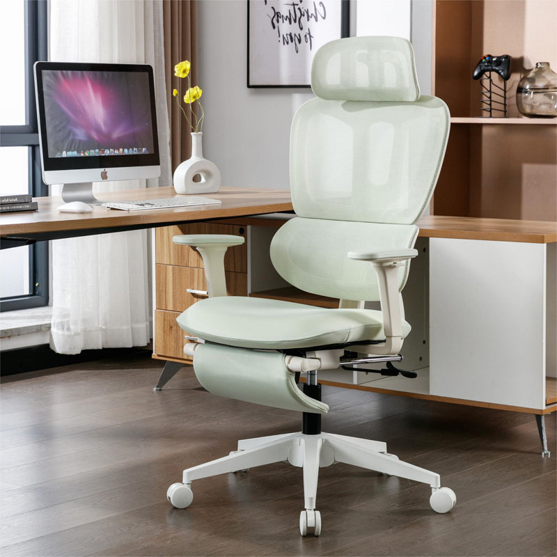 Fauteuil de bureau ergonomique Ouida, Blanc, Vert