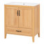 Meuble-lavabo en bois naturel 30 po avec lavabo en céramique, portes à fermeture en douceur et tablette réglable pour un rangement efficace