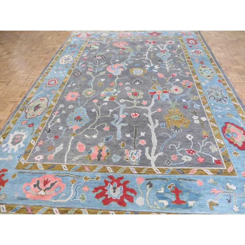 Tapis unique gris de 9 pi 10 po x 13 pi 10 po