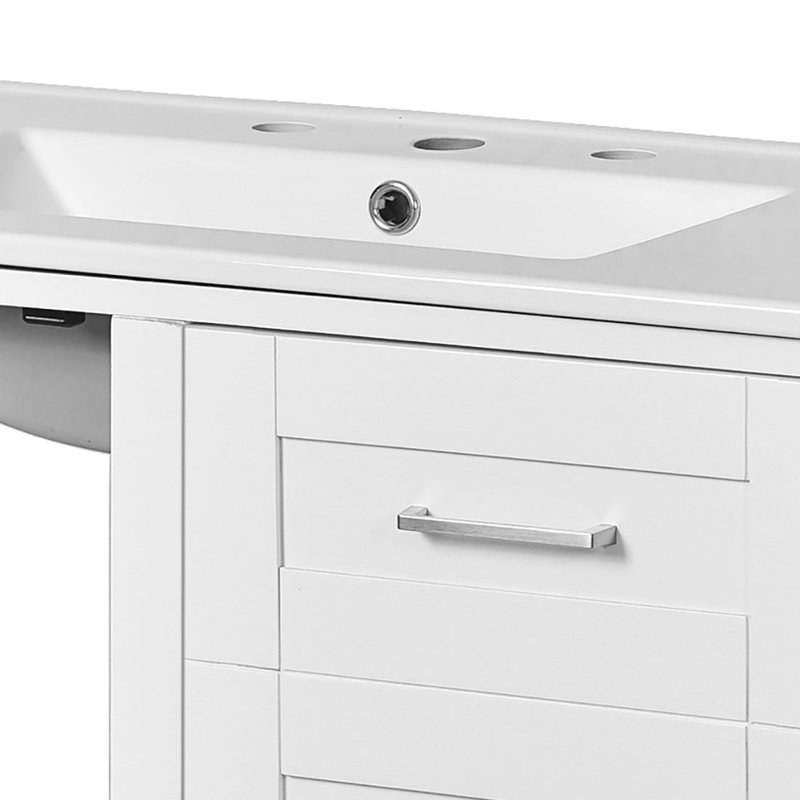 Meuble-lavabo autoportant moderne avec lavabo en céramique, Blanc