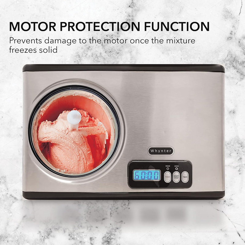 Stainless Steel 1.6 Qt Automatic Ice Cream Maker with LCD Display