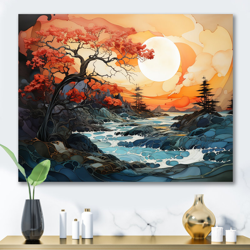Tempêtes, lever de soleil, paysage sur toile, Toile tendue, H 30 po x l 40 po x P 1,5 po