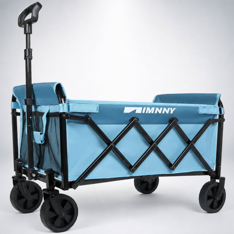 Chariot pliable avec roues, chariot utilitaire léger et durable pour le camping, le jardinage et le magasinage, capacité de poids de 360 lb, conception pliable avec porte-gobelets
