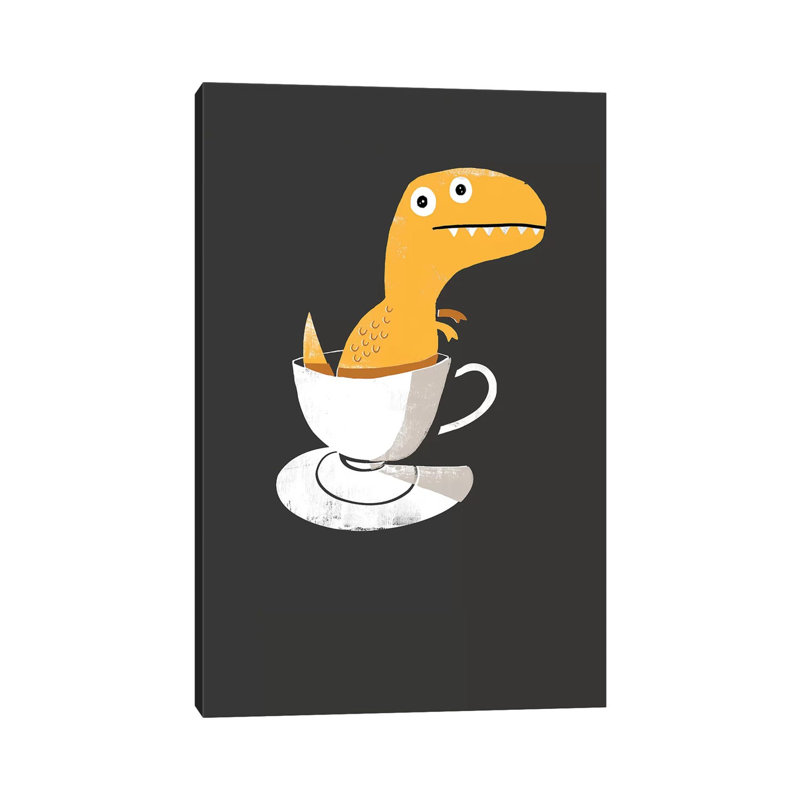 Tea Rex by Michael Buxton - Wrapped Canvas Print, 20.32 cm H x 30.48 cm W