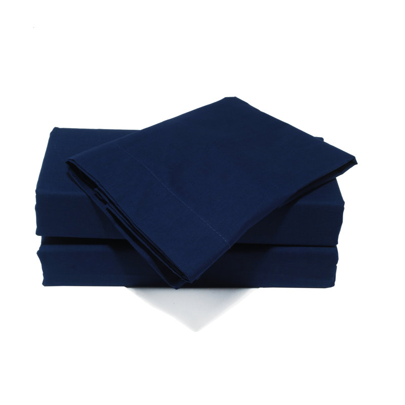 Cotton Blend Flat Sheet, Double (4'6), Navy