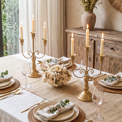 30 cm H Iron Tabletop Candelabra Holder with Candle Included