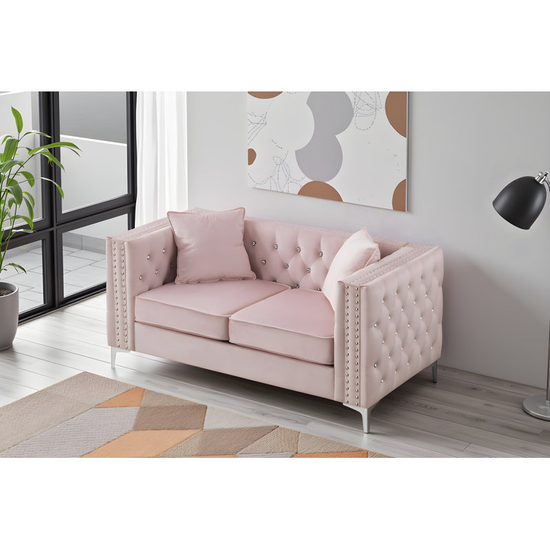 Lyon Velvet Loveseat, Pink
