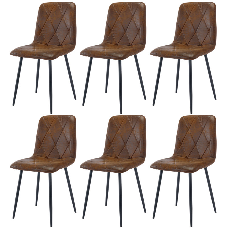 Abishanth Upholstered Dining Chair, 6, Brown