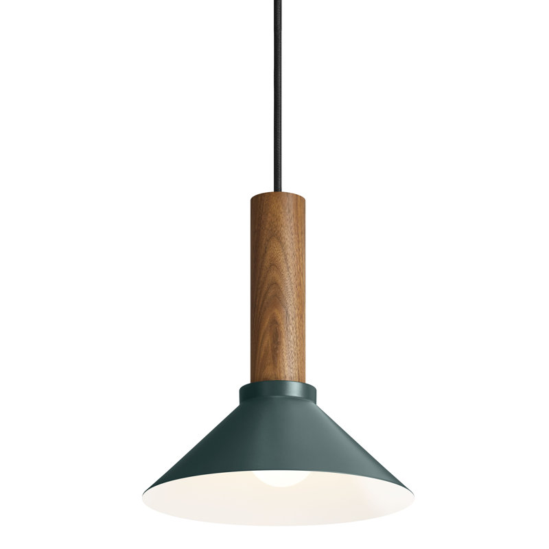 Emblem 1 - Light Pendant, Navy Green, 12" H x 14" W x 14" D, Walnut