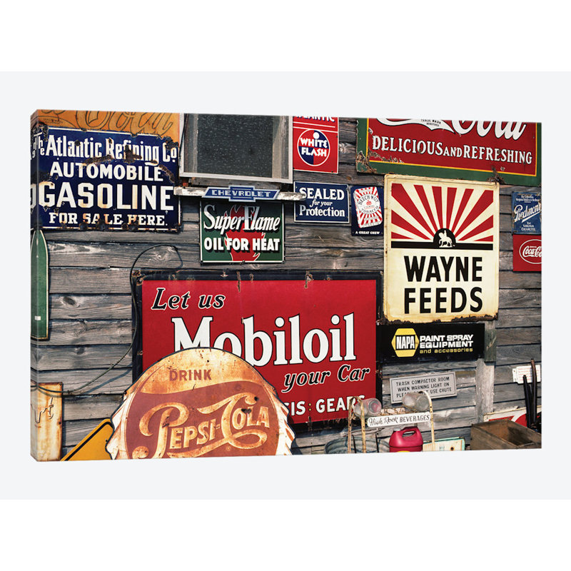 " Antique Store Featuring Old Brand Name Advertising Signs " by Vintage Images, 18" H x 26" W x 1.5" D