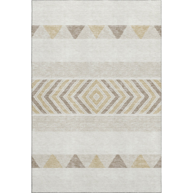 Tapis ivoire Prisco lavable à la machine de qualité supérieure, Rectangulaire 8 pi x 10 pi