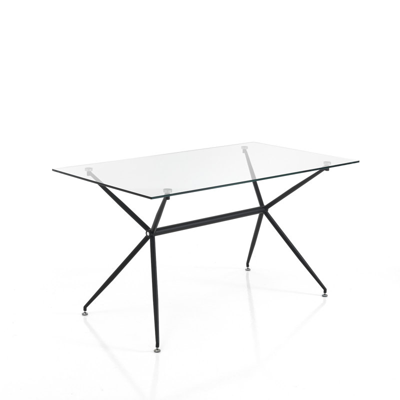 Amaiia Glass Top Metal Base Dining Table