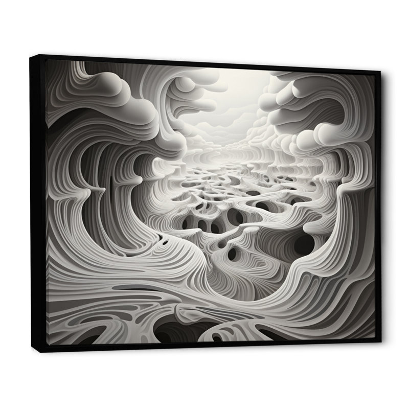 Noir et blanc Opt Monochromes II - impression, H 30 po x l 40 po x P 1,5 po, Cadre flottant noir
