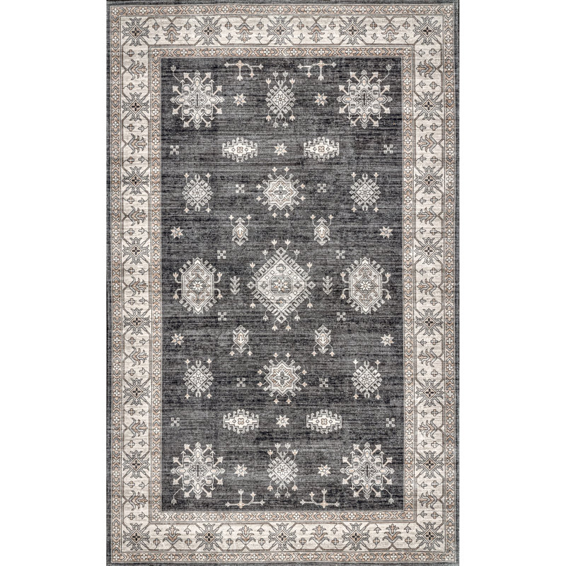 Mollie SpinClean Machine Washable Traditional Border Area Rug, Rectangle 8' x 10'