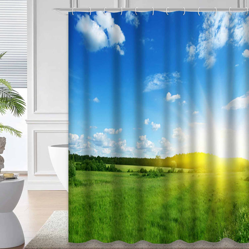Rideau de douche avec 12 crochets Sky Sun, L 72 po x l 84 po