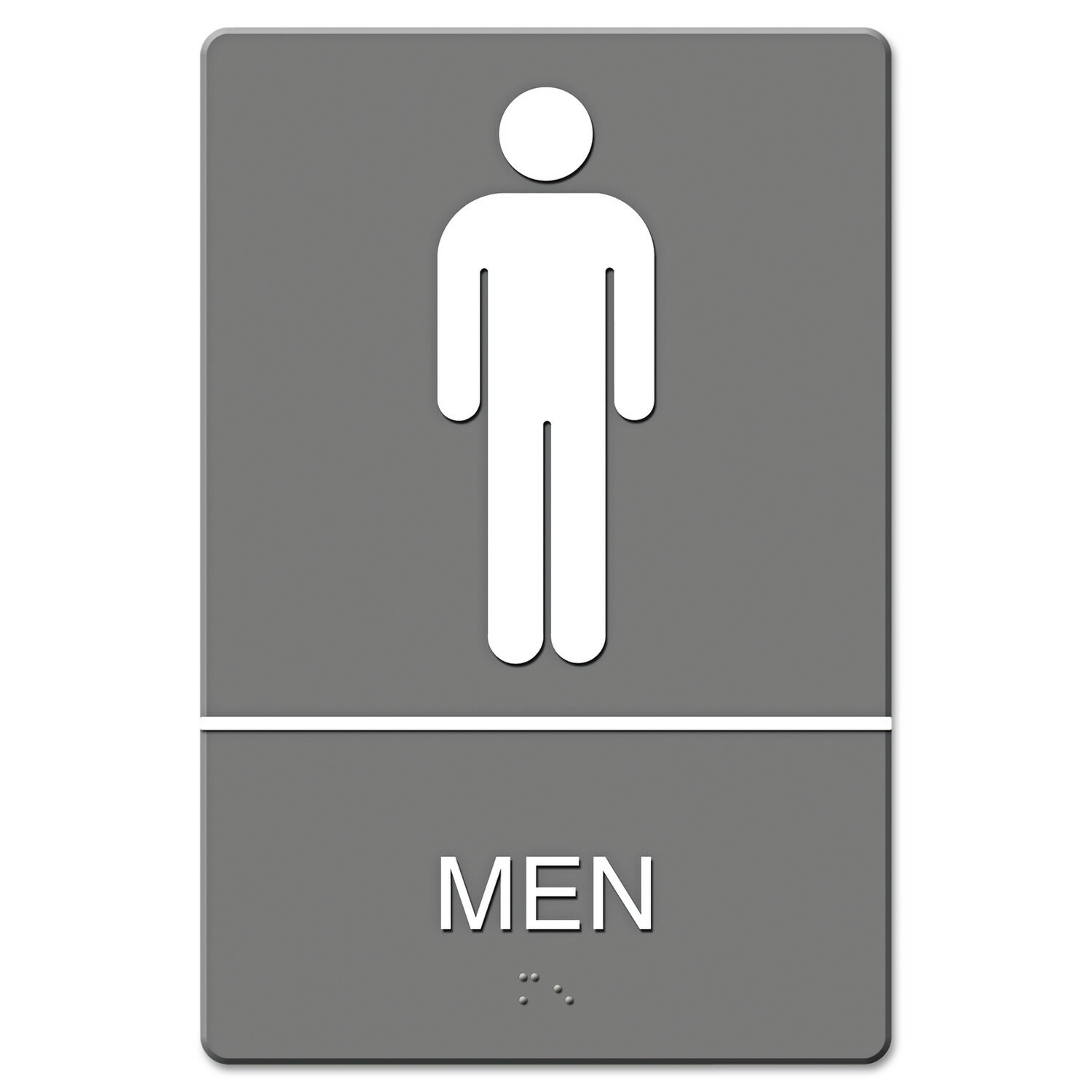 HEADLINE SIGN Men Restroom with Tactile Graphic ADA Sign in Gray and ...