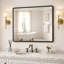 Miroir de salle de bain rectangulaire en aluminium avec verre trempé-1310878671