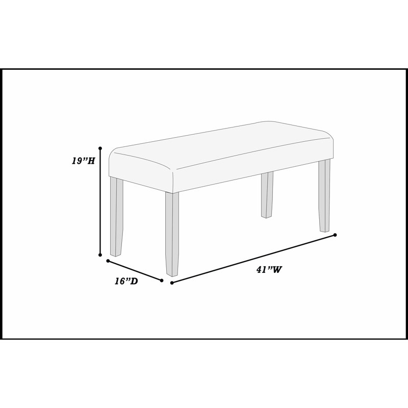 Banc de salle à manger de style contemporain 1pc avec pieds en bois gris anthracite et tissu doux rembourré pour une assise confortable