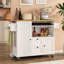 Îlot de cuisine roulant avec armoire de rangement, chariot de cuisine d'une largeur de 41,3 po avec comptoir à abattants, îlot mobile portable avec porte-serviettes, tablette à épices, blanc-906265839