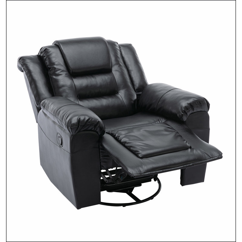 360°Swivel and Rocking Home Theatre Recliner Manual Recliner Chair with Wide Armrest, Black