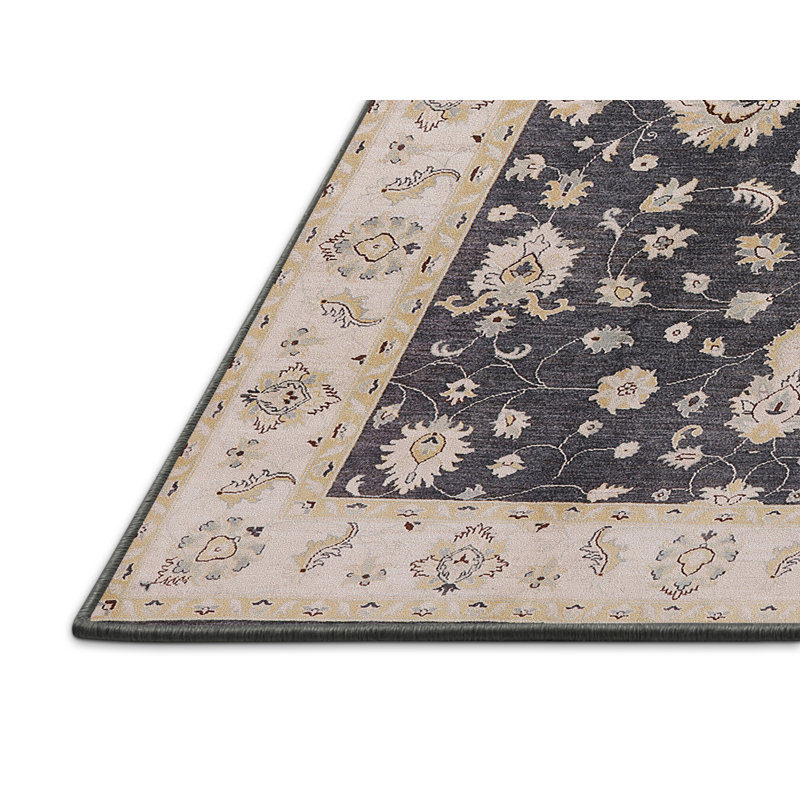 Tapis oriental noir / beige Nicolaus, Rectangle 7 pi x 9 pi