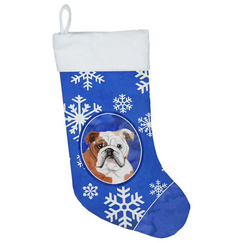 Chaussette de noël winter flocons de noël, Bouledogue anglais