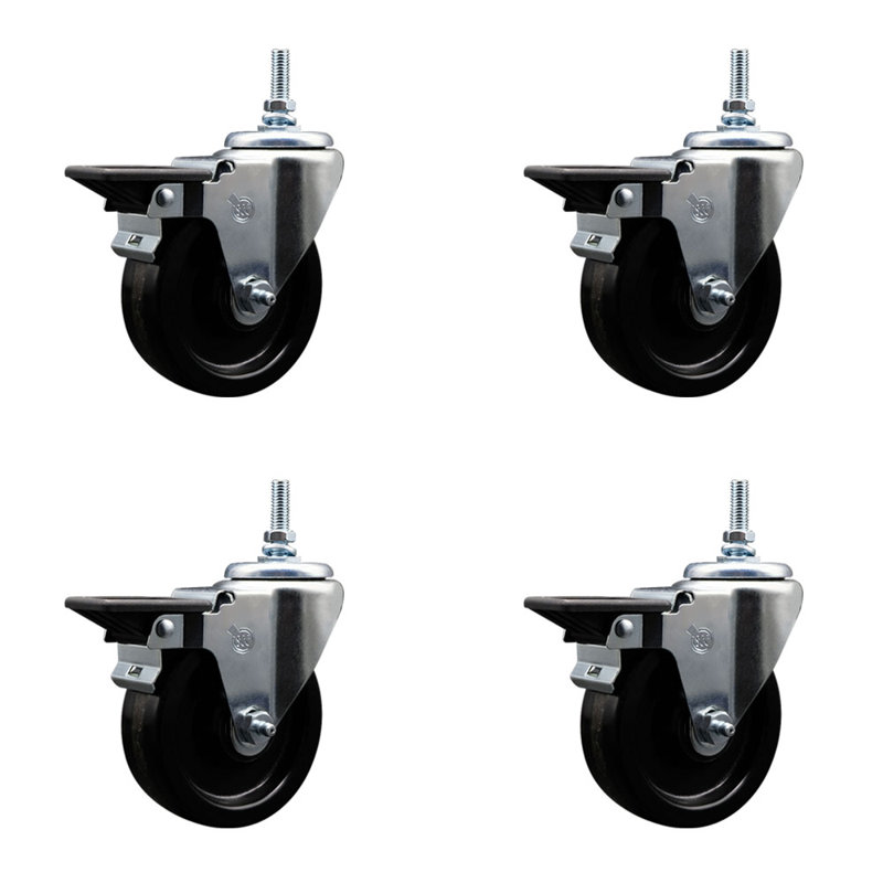 Ensemble de roulettes à tige filetée de 4 po_Phenolic 12MM, H 5 po x l 5 po x P 5 po