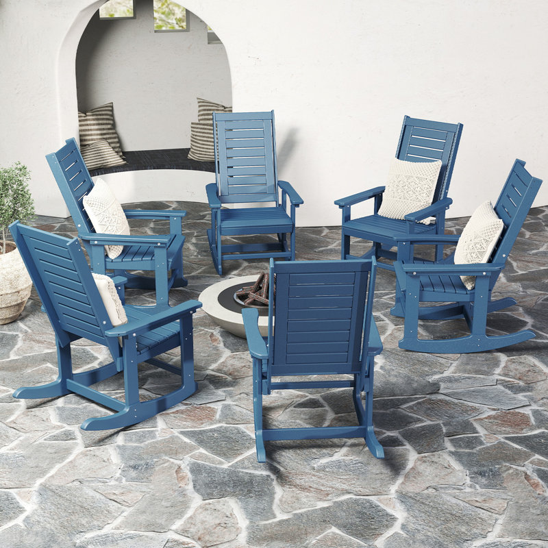 Chaise Adirondack berçante Hdpe (ensemble de 6), Bleu