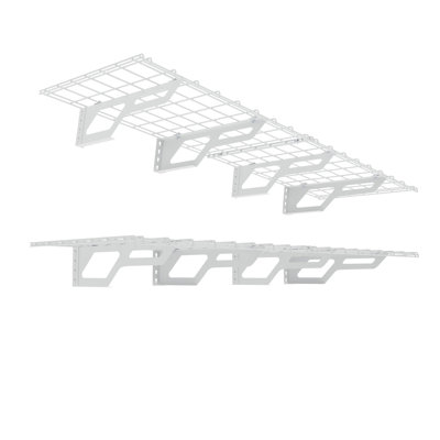 Shuntong The Atlas 2-Pack 2x6 ft Garage Wall Shelves, 800lbs Heavy Duty Garage Shelving Wall Mounted, 24"x72" Metal Floating Shelf Storage Rack, White