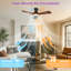 Ventilateur de plafond Karlena de 42 po en bois massif moderne avec lumière et télécommande, 3 températures de couleur et DEL à intensité variable, moteur CC réversible à 6 vitesses, ventilateur encastré pour chambre à coucher