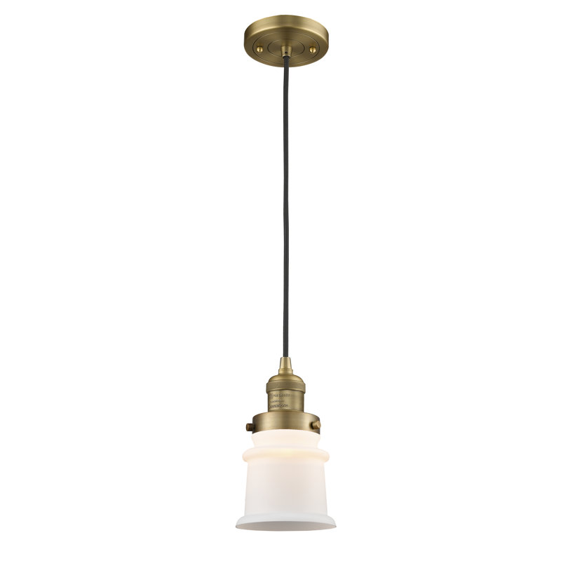 Luminaire suspendu en forme de cloche à 1 lumière Alexandira, Ampoule DEL 6 watts Vinage, Blanc mat, Laiton brossé
